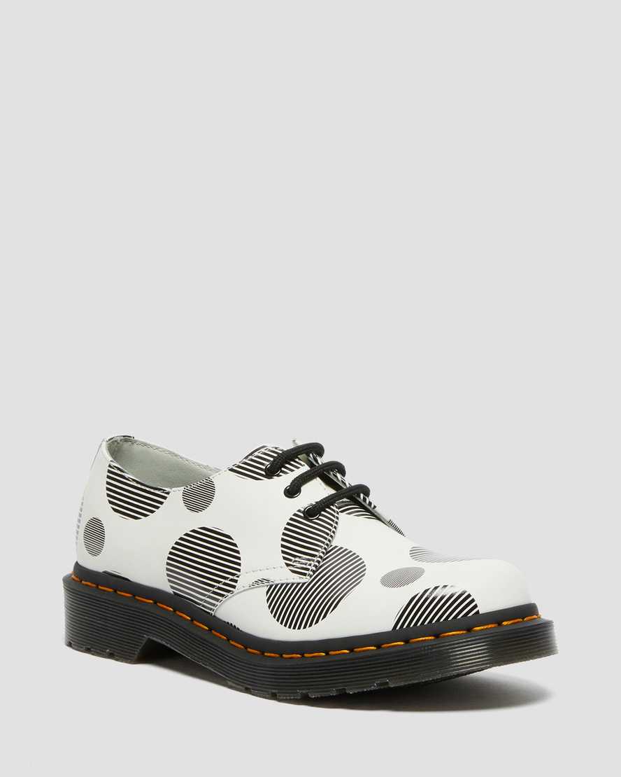 Dr Martens Oxford Shoes Women's 1461 Polka Dot Smooth Leather White/Black | Malaysia 62817-SXYI